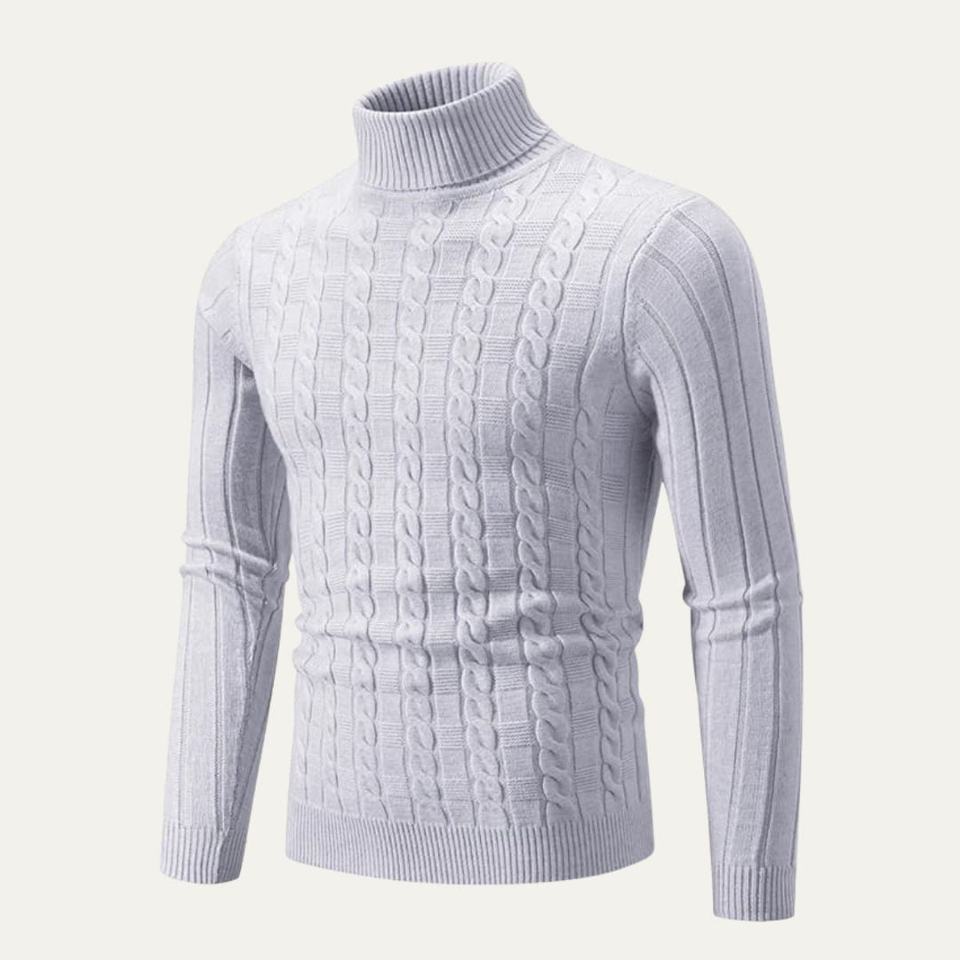 Mens Turtleneck Sweater Mixed Knit Regular Fit