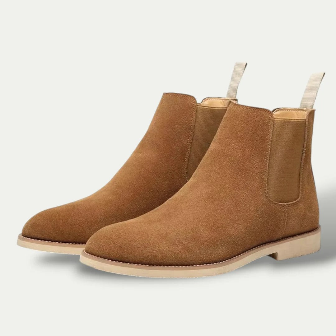 Mens Chelsea Boots Suede Leather Slip-On