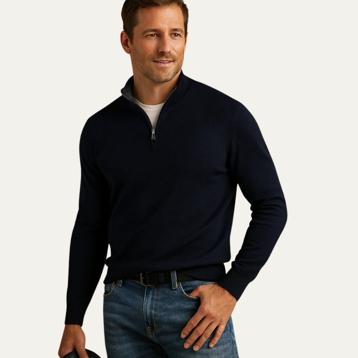 Mens Quarter-Zip Pullover Finely Knit - BritishMode
