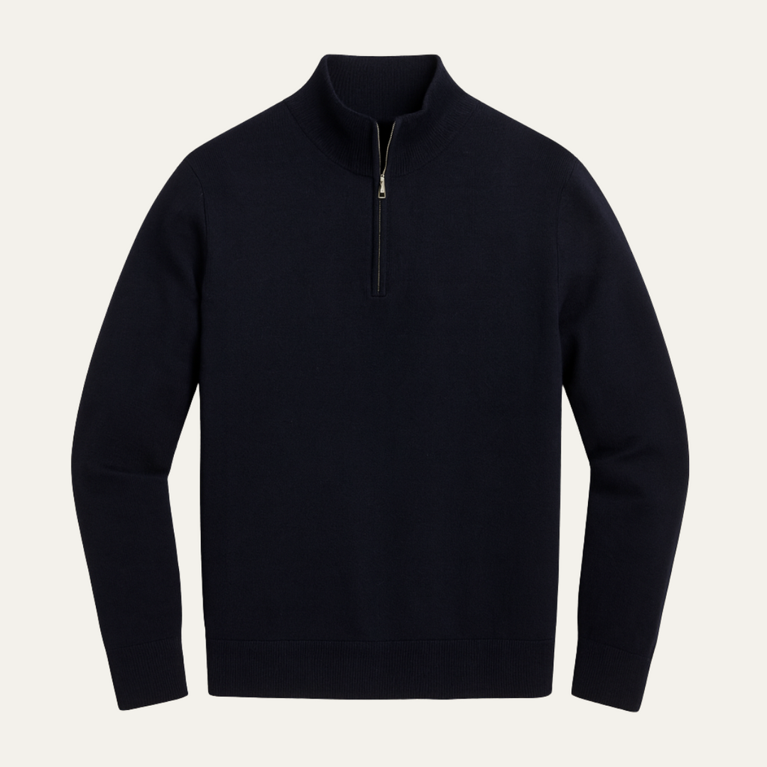 Mens Quarter-Zip Pullover Finely Knit