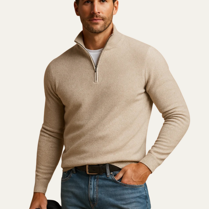 Mens Quarter-Zip Pullover Finely Knit