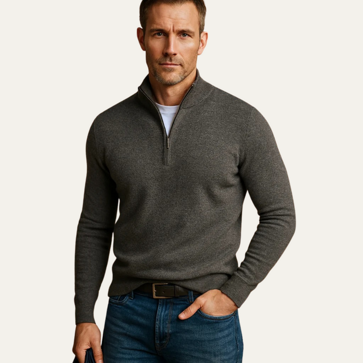 Mens Quarter-Zip Pullover Finely Knit