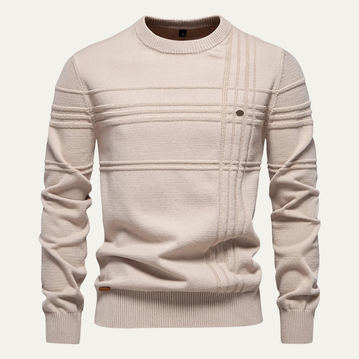 Mens Ribbed Crewneck Sweater Textured Knit - BritishMode