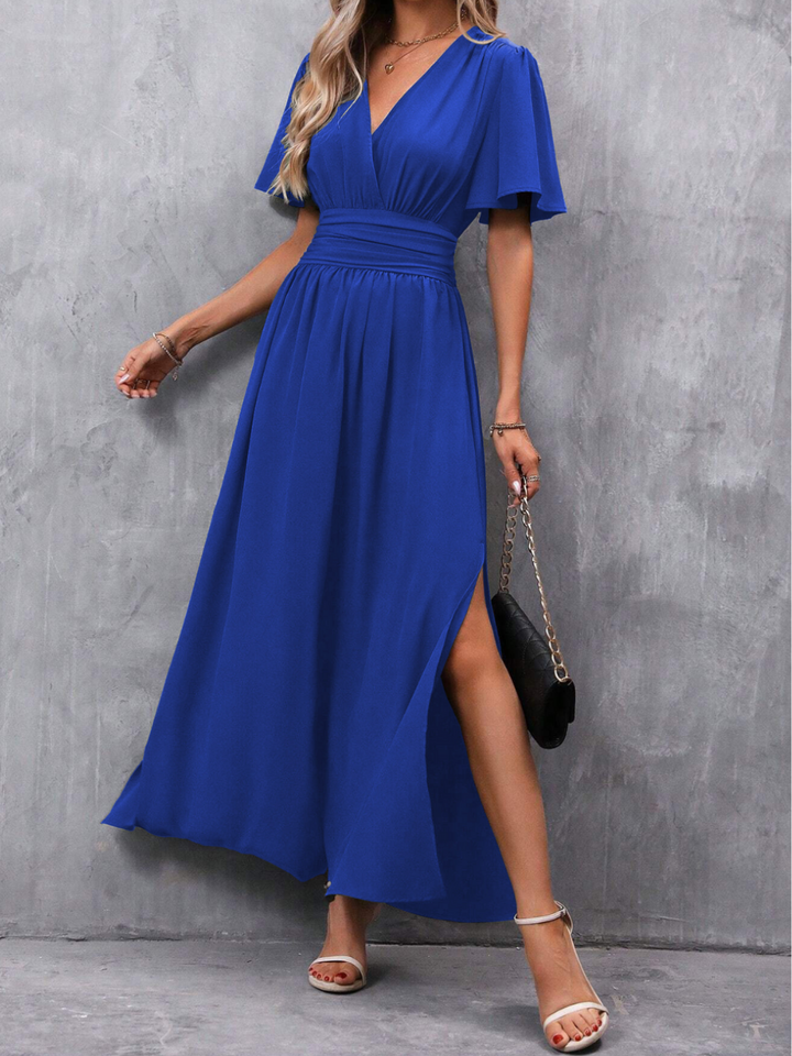 Womens Long Dress with Belt Flowing Skirt Elegant Fit