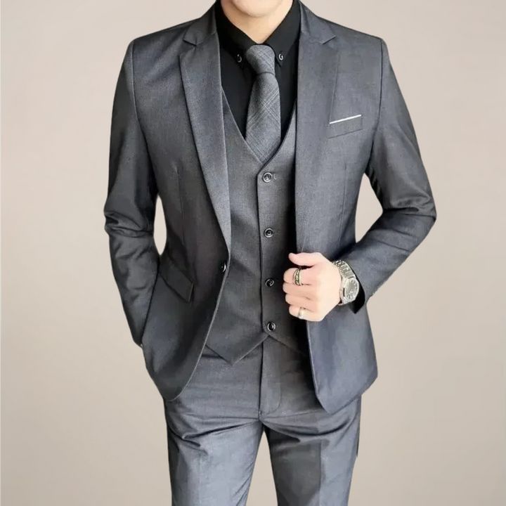 Mens Three-Piece Formal Suit Slim Fit Business Style - BritishMode