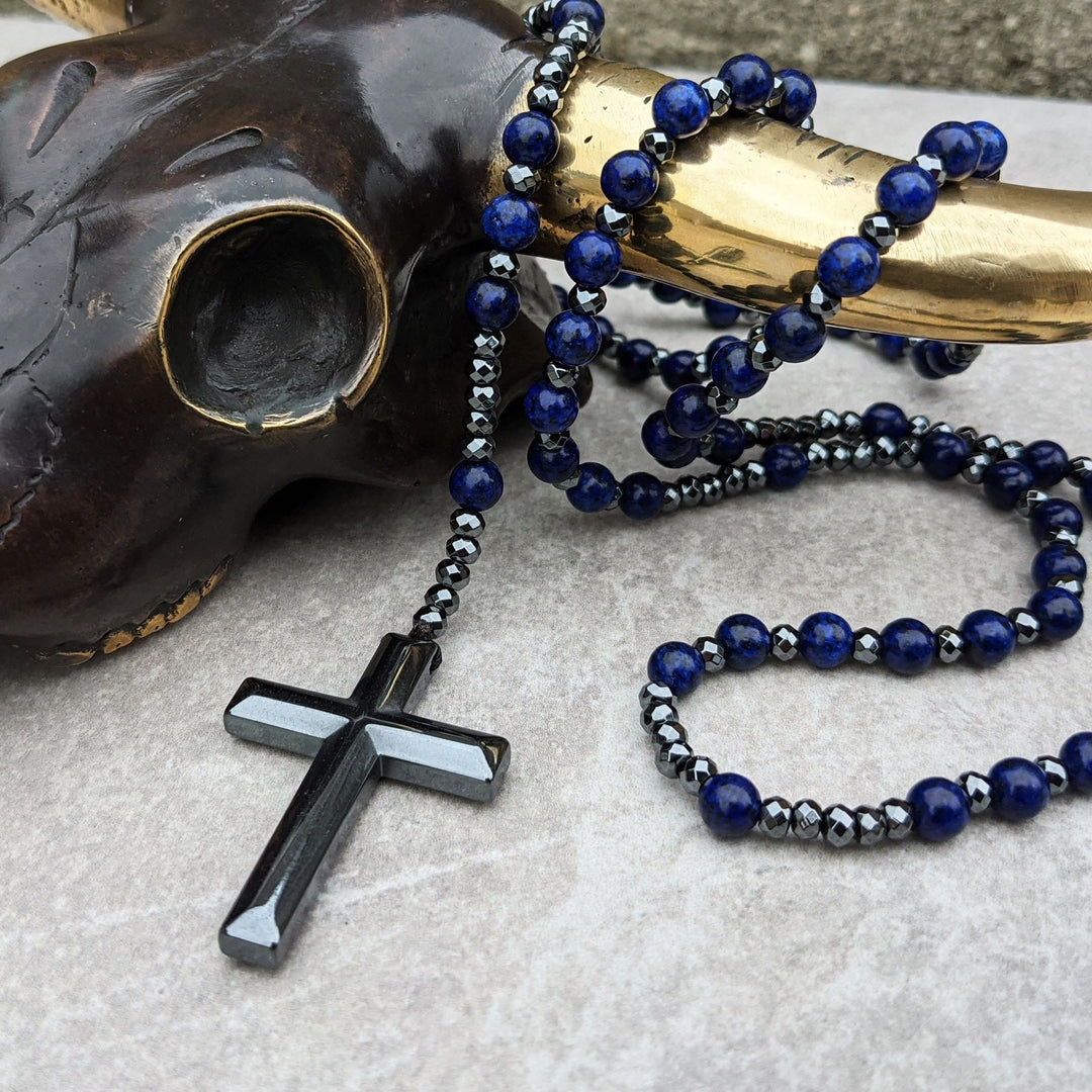 Mens Prayer Necklace Gemstone Beaded Style