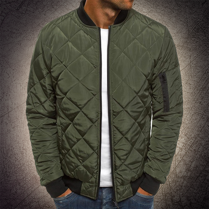Mens Quilted Bomber Jacket Warm Insulated