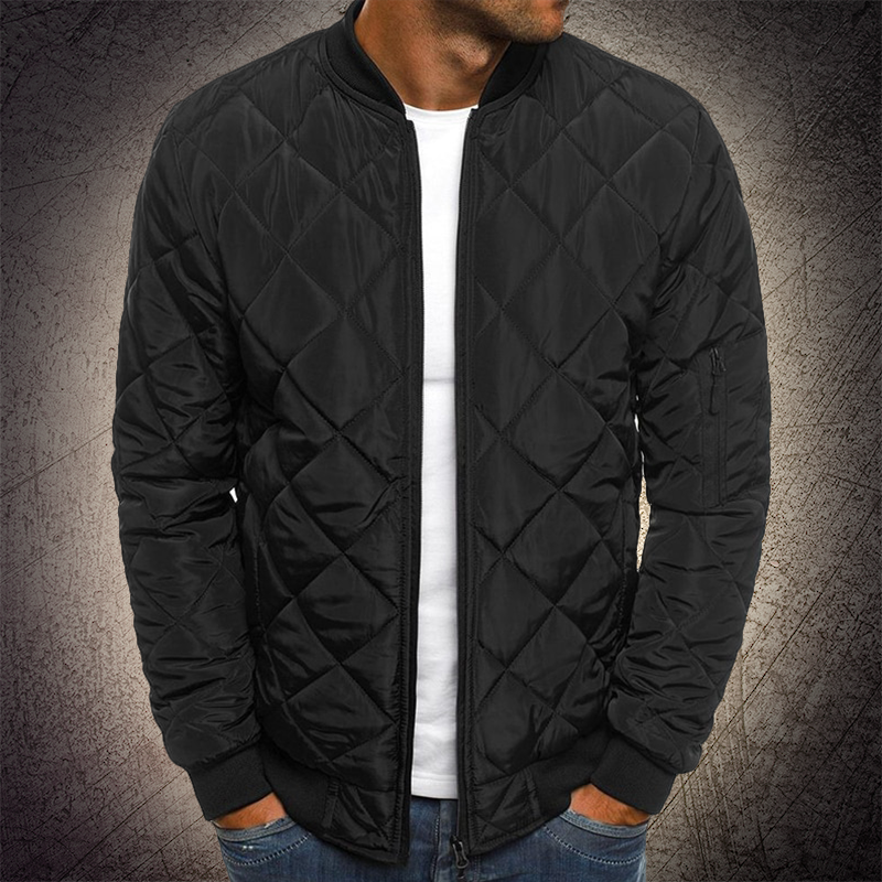 Mens Quilted Bomber Jacket Warm Insulated