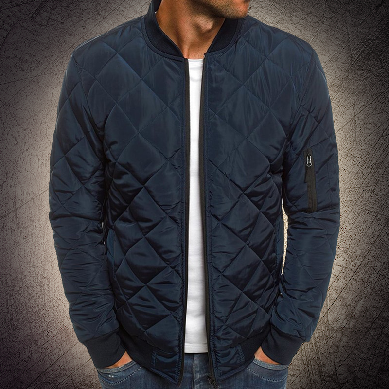 Mens Quilted Bomber Jacket Warm Insulated
