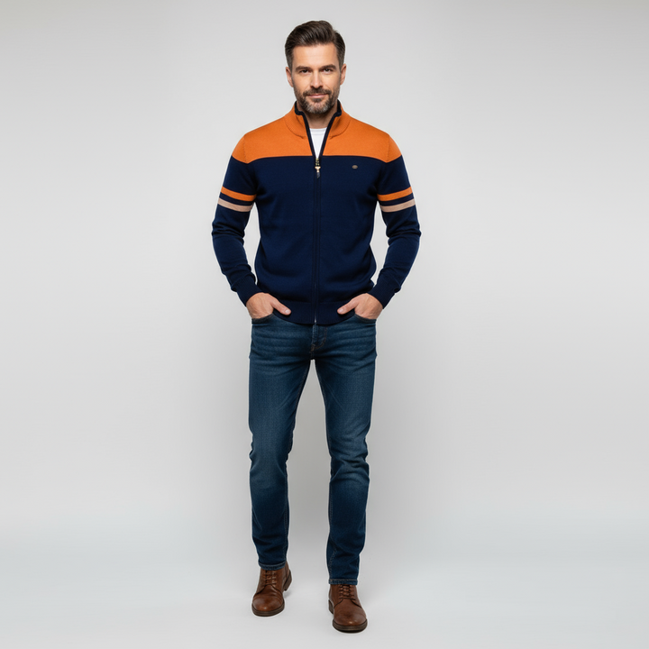 Mens Zip-Up Sweater Modern Fit