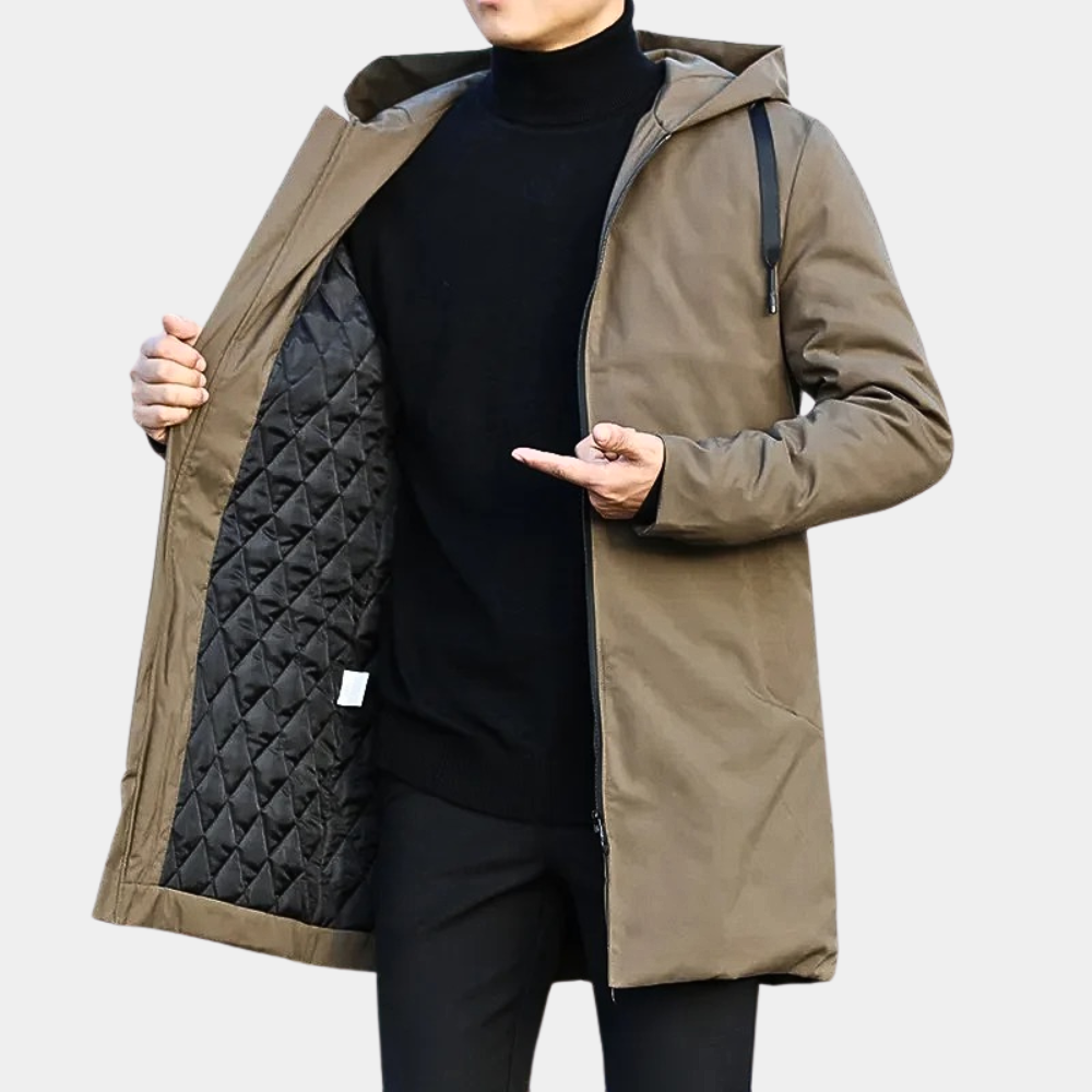 Mens Long Hooded Shell Parka Outerwear