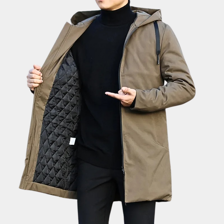Mens Long Hooded Shell Parka Outerwear