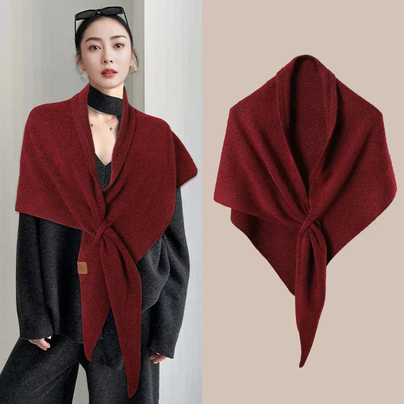 Womens Triangular Scarf Wool Blend Autumn Winter