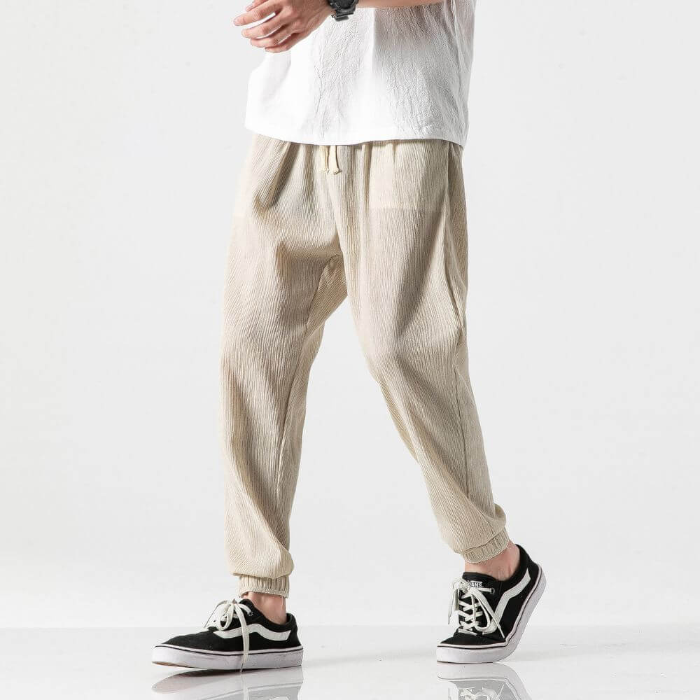 Mens Lightweight Polyester Blend Trousers Flexible Fit