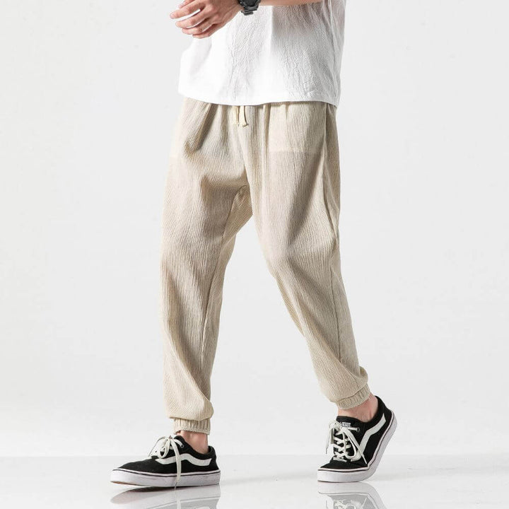 Mens Lightweight Polyester Blend Trousers Flexible Fit