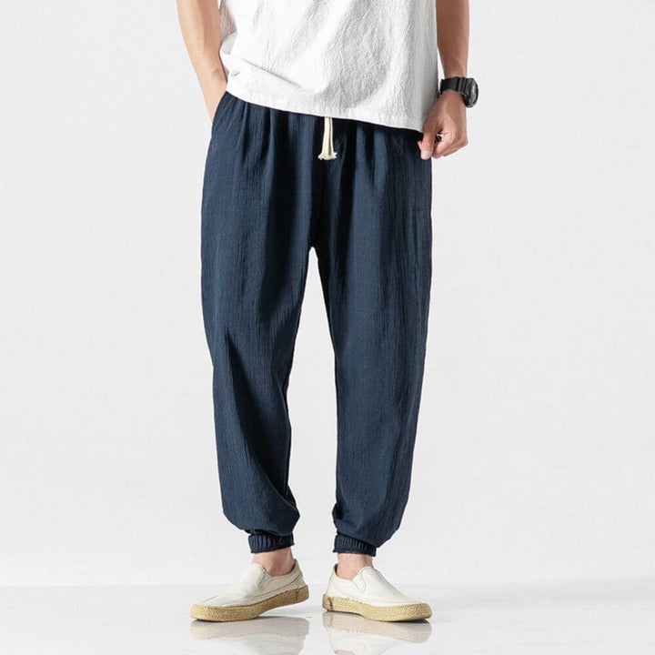 Mens Lightweight Polyester Blend Trousers Flexible Fit