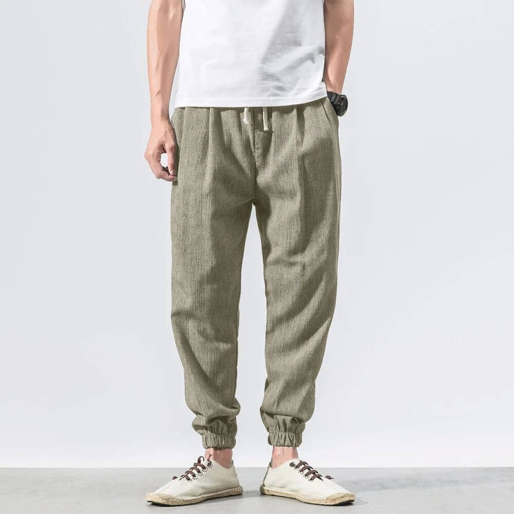 Mens Lightweight Polyester Blend Trousers Flexible Fit