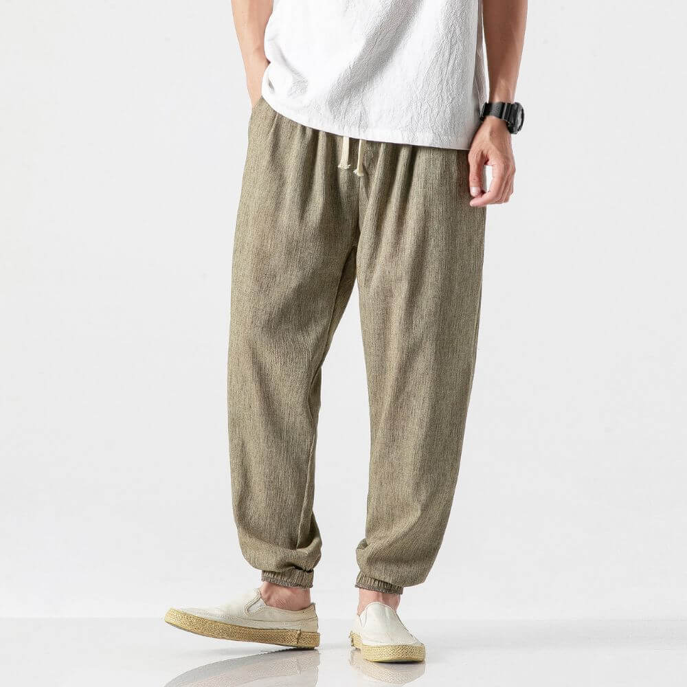 Mens Lightweight Polyester Blend Trousers Flexible Fit