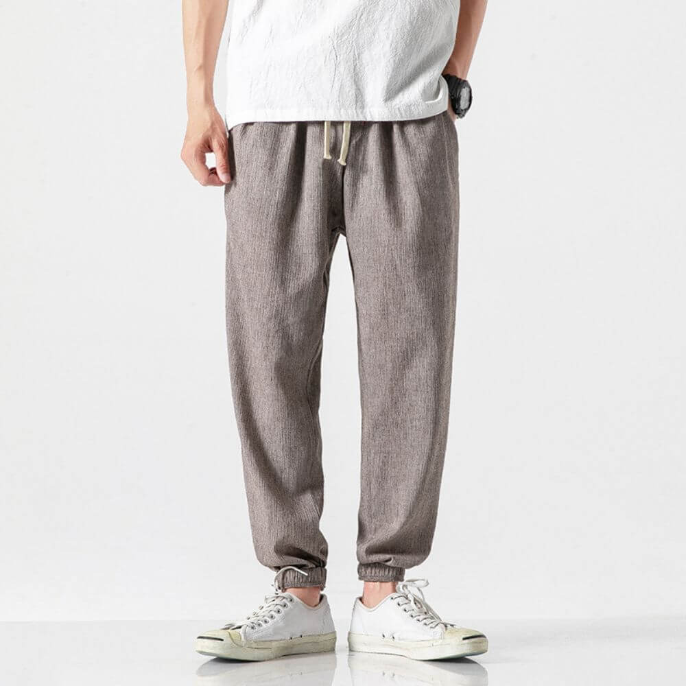 Mens Lightweight Polyester Blend Trousers Flexible Fit