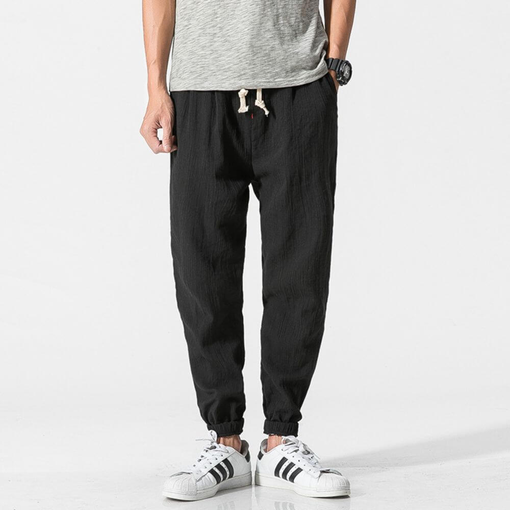 Mens Lightweight Polyester Blend Trousers Flexible Fit