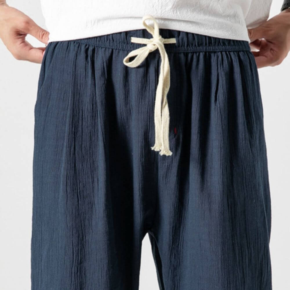 Mens Lightweight Polyester Blend Trousers Flexible Fit