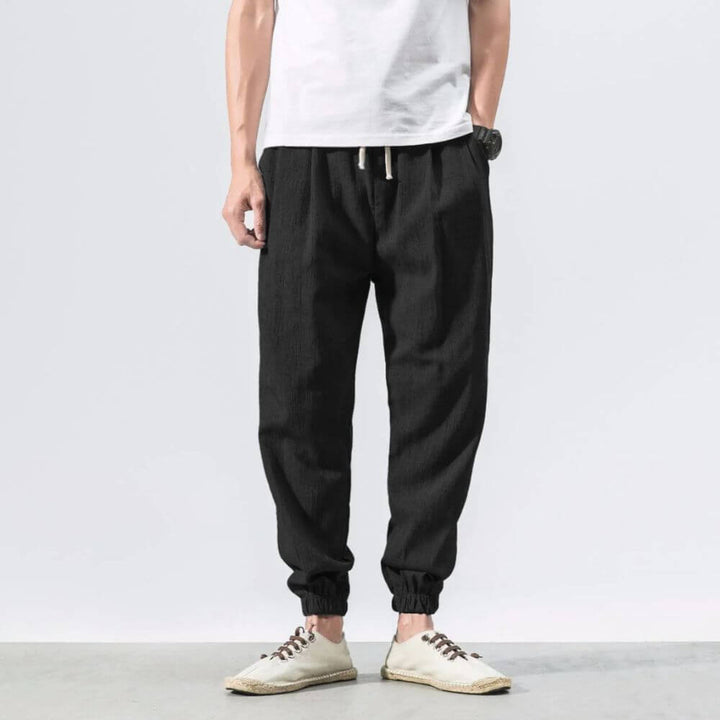 Mens Lightweight Polyester Blend Trousers Flexible Fit