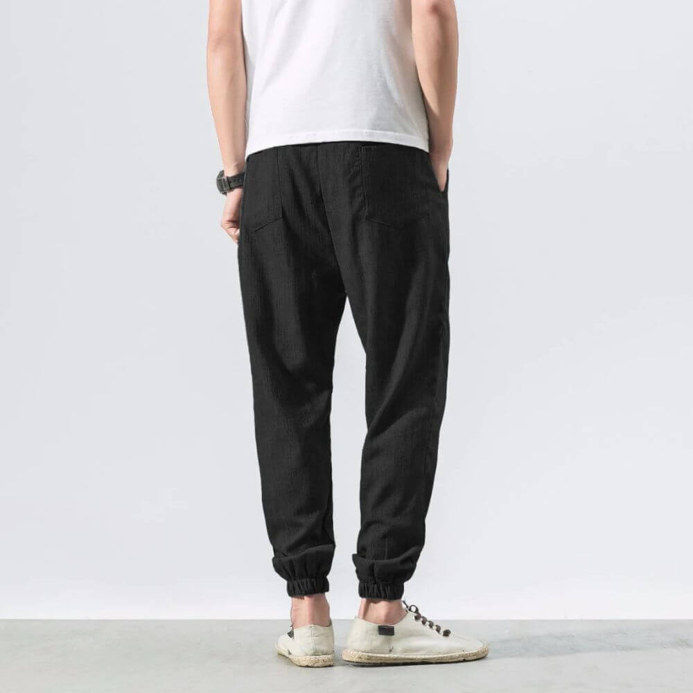 Mens Lightweight Polyester Blend Trousers Flexible Fit