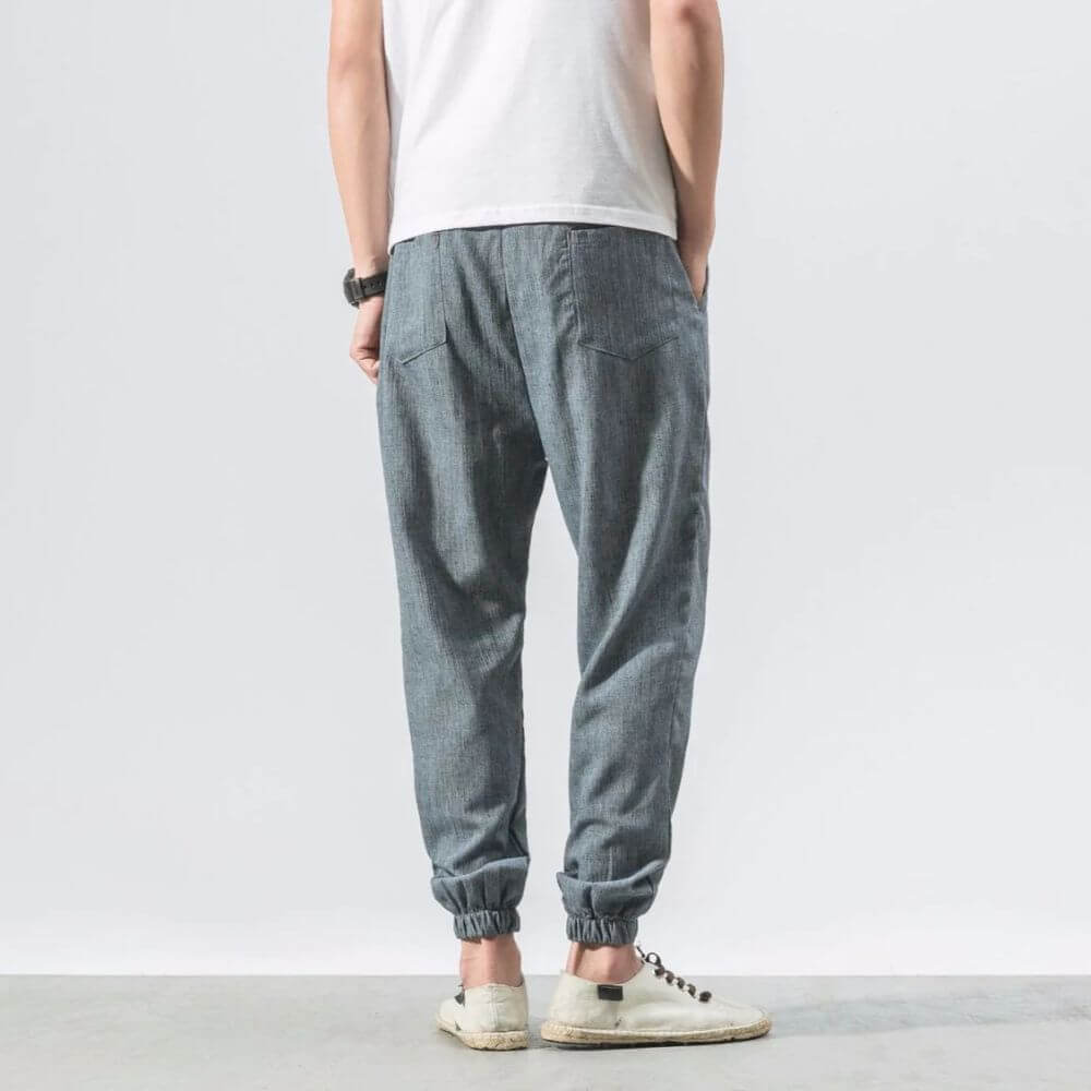 Mens Lightweight Polyester Blend Trousers Flexible Fit