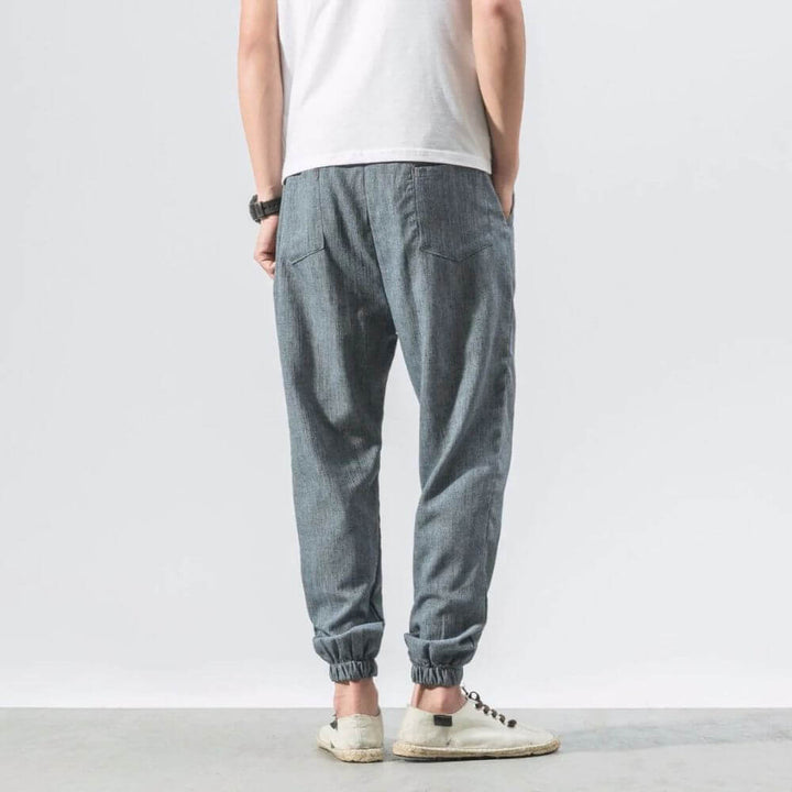 Mens Lightweight Polyester Blend Trousers Flexible Fit