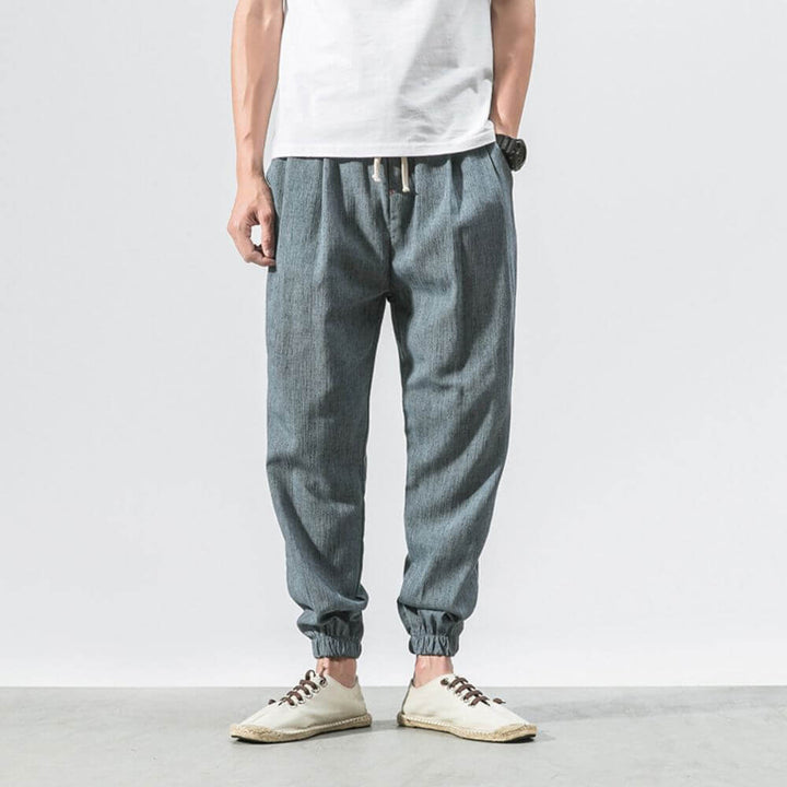 Mens Lightweight Polyester Blend Trousers Flexible Fit - BritishMode
