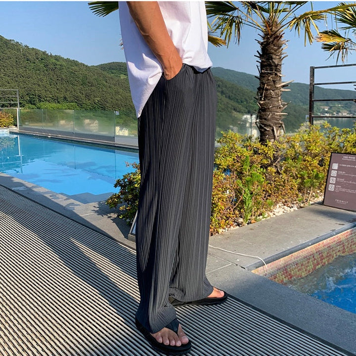 Mens Pleated Front Trousers Relaxed Fit Comfortable