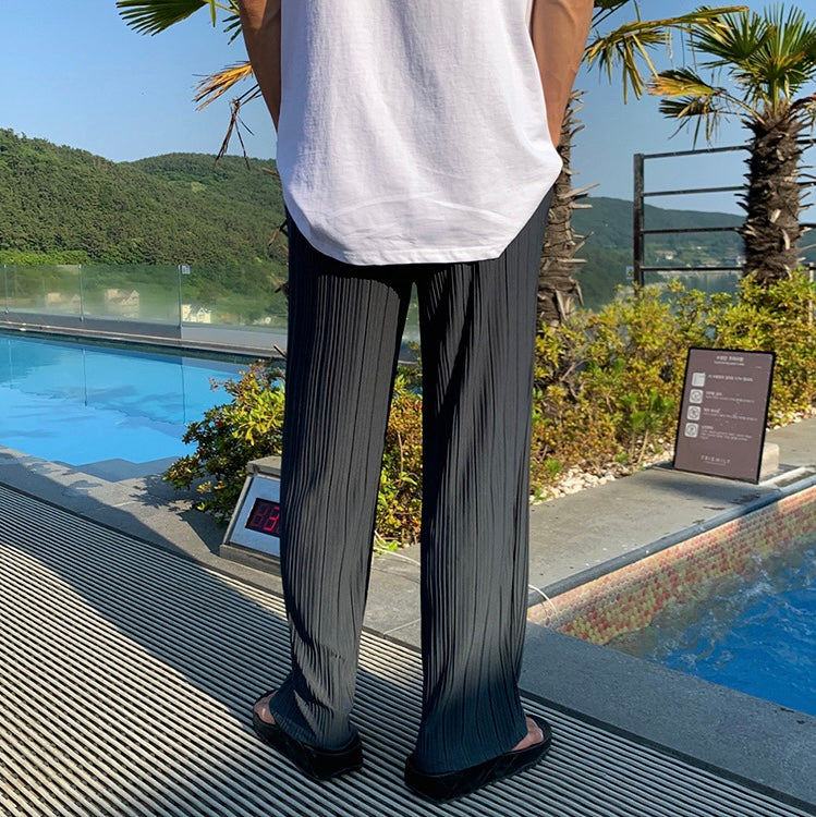 Mens Pleated Front Trousers Relaxed Fit Comfortable