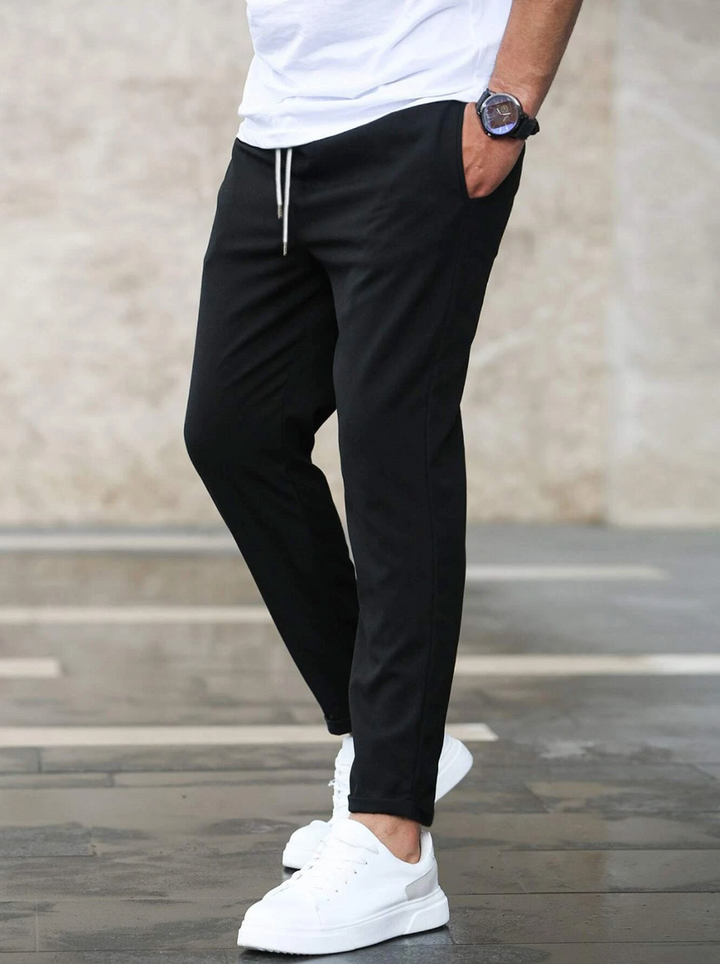 Mens Trousers Polyester Blend Narrow Fit Flexible Movement