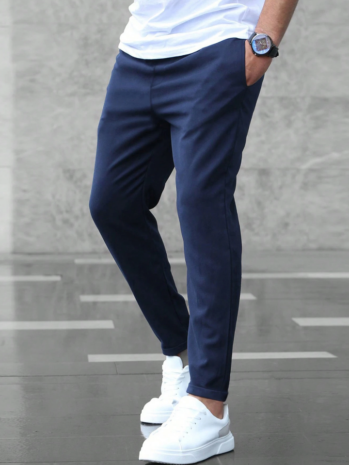 Mens Trousers Polyester Blend Narrow Fit Flexible Movement