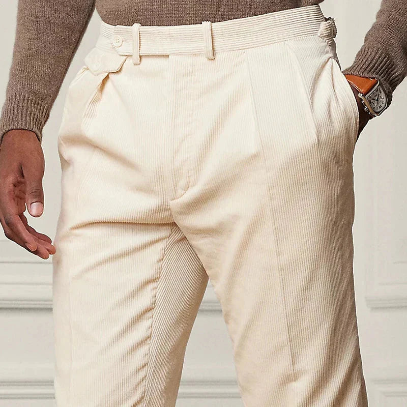 Mens Trousers Soft Blend Straight Cut Comfortable Waist