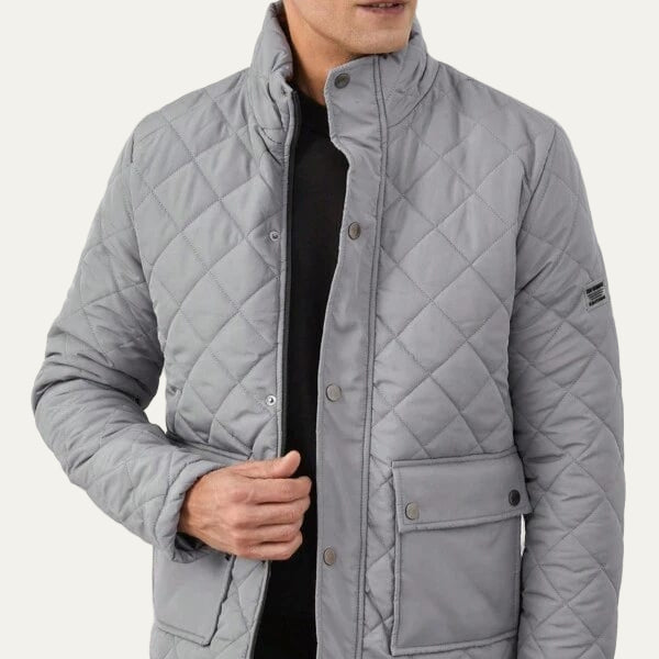 Mens Quilted Jacket Diamond Stitch Insulated Warm