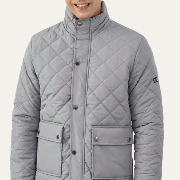 Mens Quilted Jacket Diamond Stitch Insulated Warm