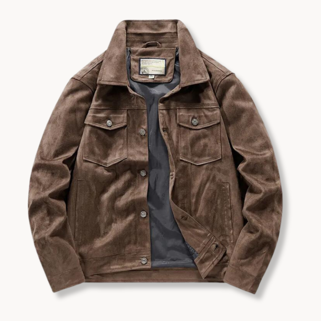 Mens Trucker Jacket Stretch Fabric Stand Collar Zipper