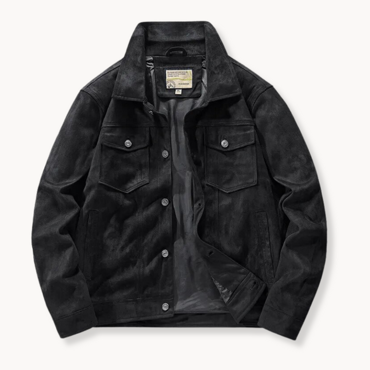 Mens Trucker Jacket Stretch Fabric Stand Collar Zipper