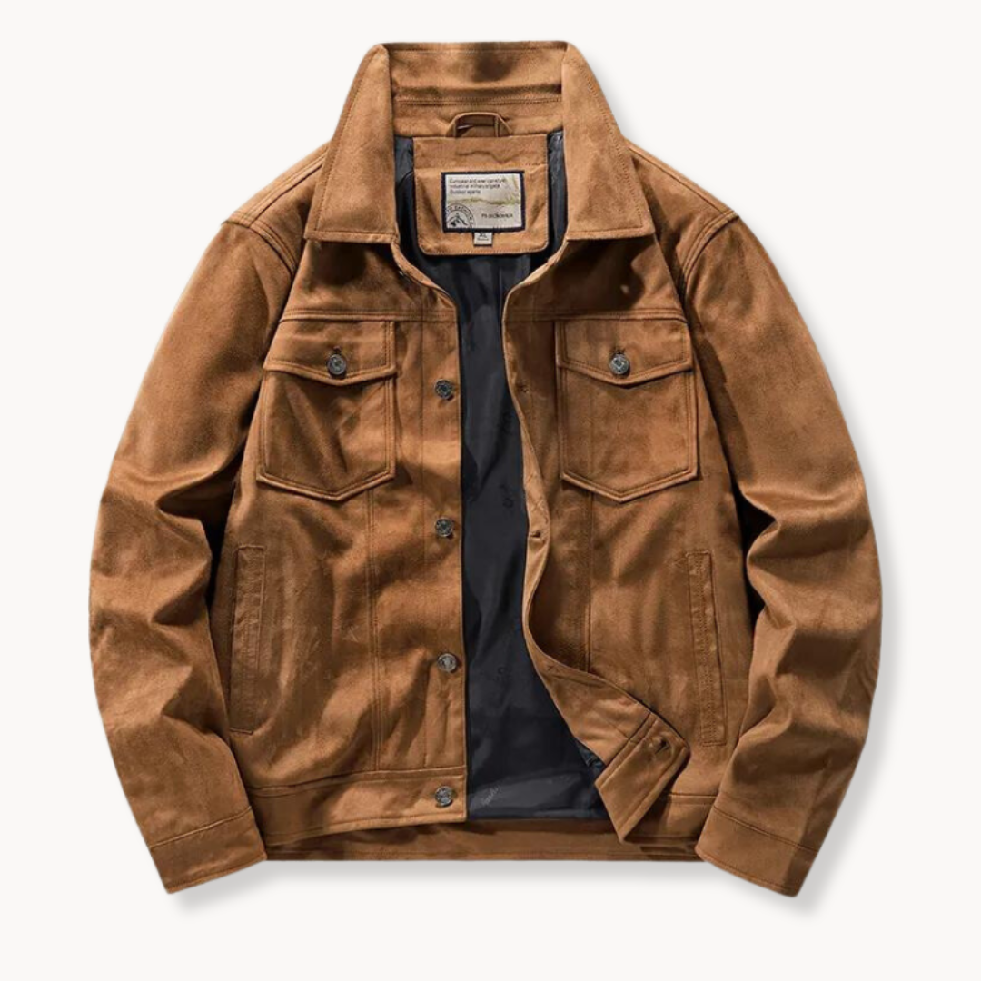 Mens Trucker Jacket Stretch Fabric Stand Collar Zipper - BritishMode