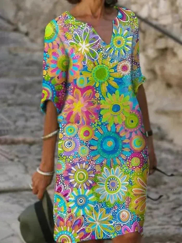 Womens Floral Summer Dress Lightweight Fit