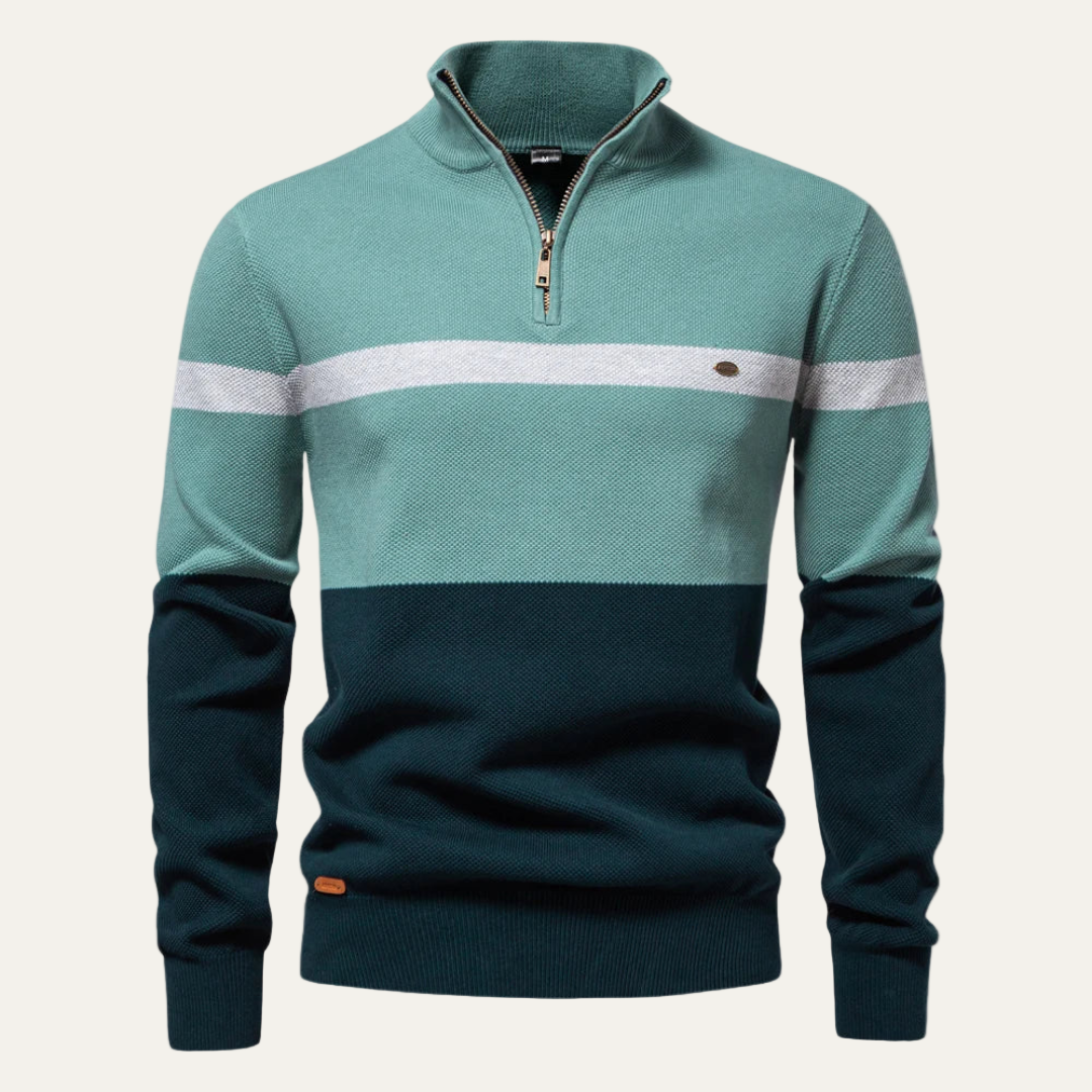 Mens Quarter Zip Knit Sweater Regular Fit