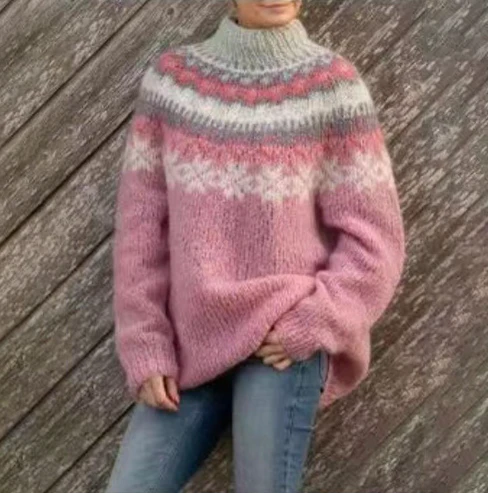 Womens Knitted Sweater Nordic Pattern Regular Fit