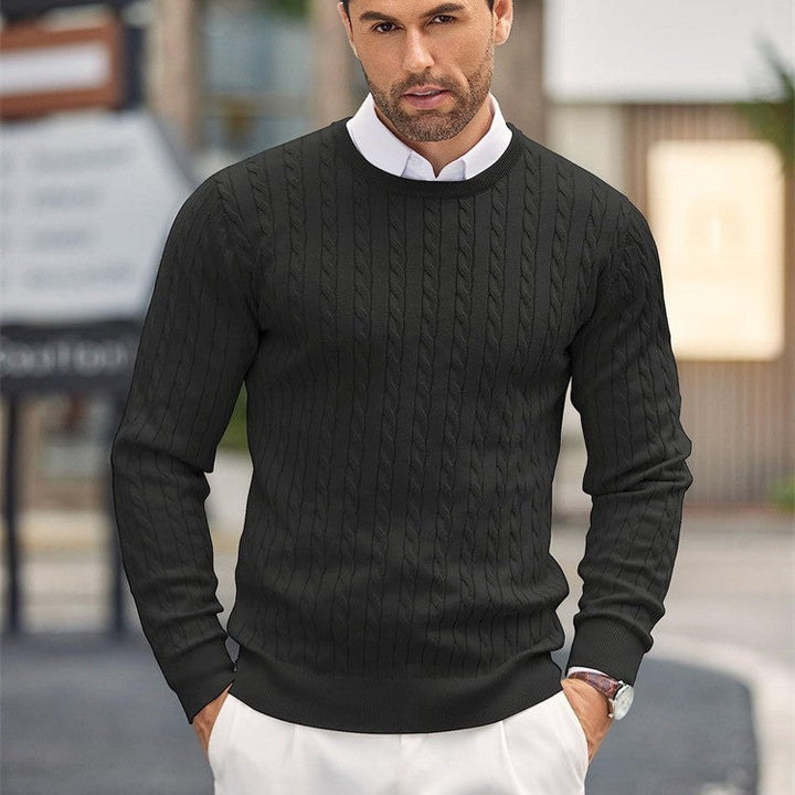 Mens Slim Fit Fine Knit Crew Neck Sweater - BritishMode