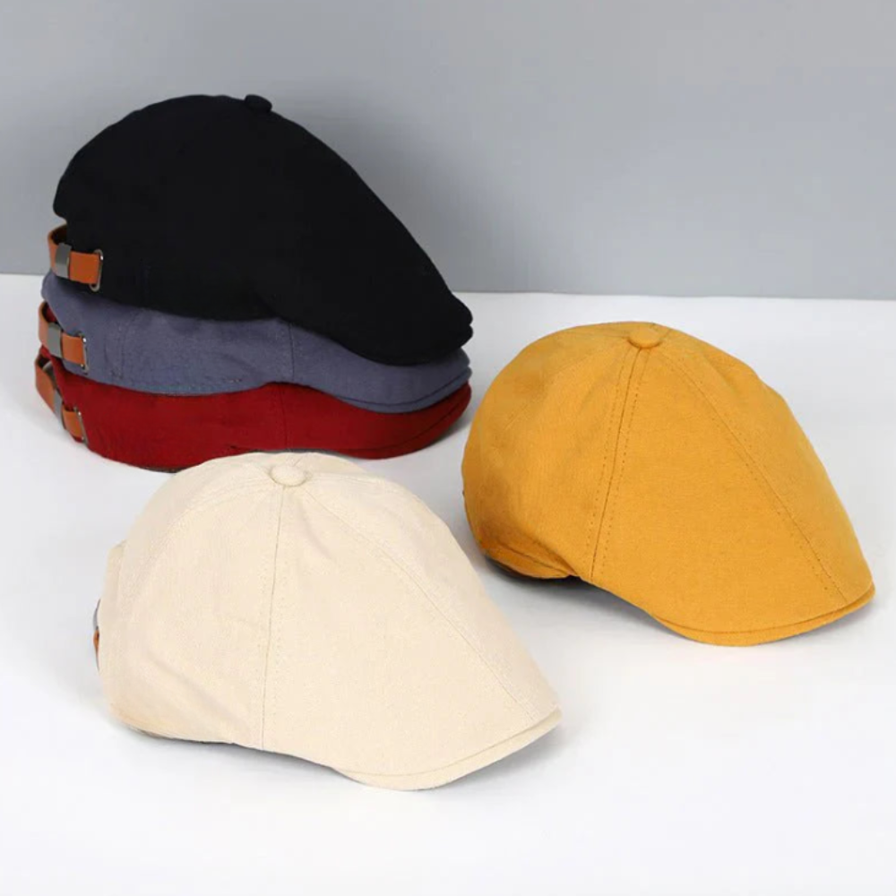 Unisex Flat Cap with Curved Flap Textured Top - BritishMode