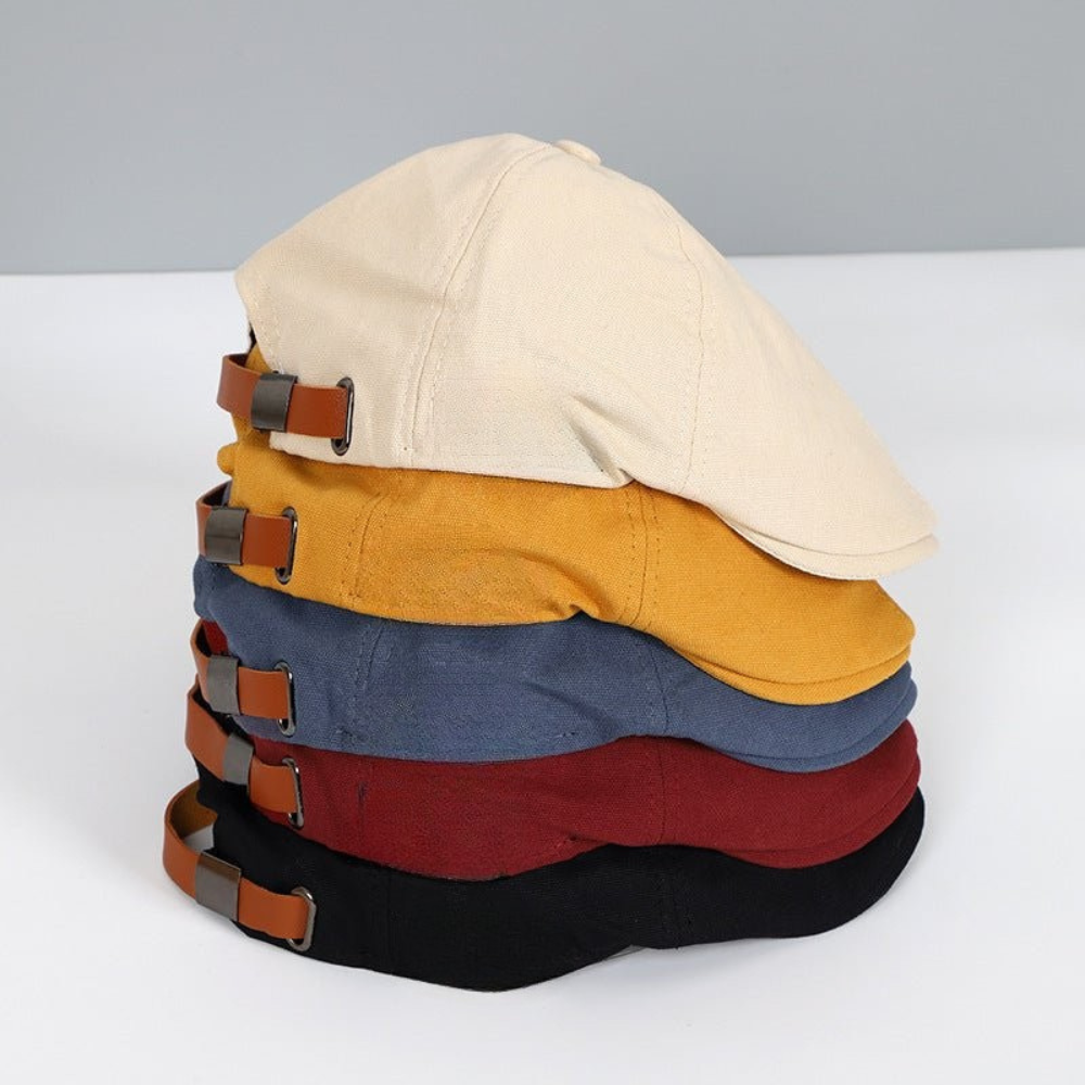 Unisex Flat Cap with Curved Flap Textured Top