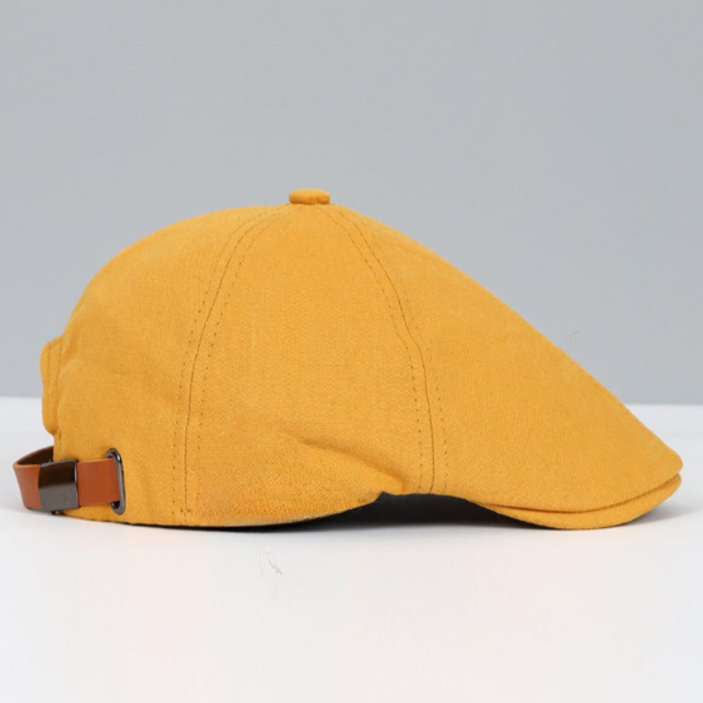 Unisex Flat Cap with Curved Flap Textured Top