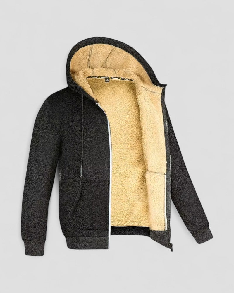 Mens Zip Hoodie Plush Lined Regular Fit