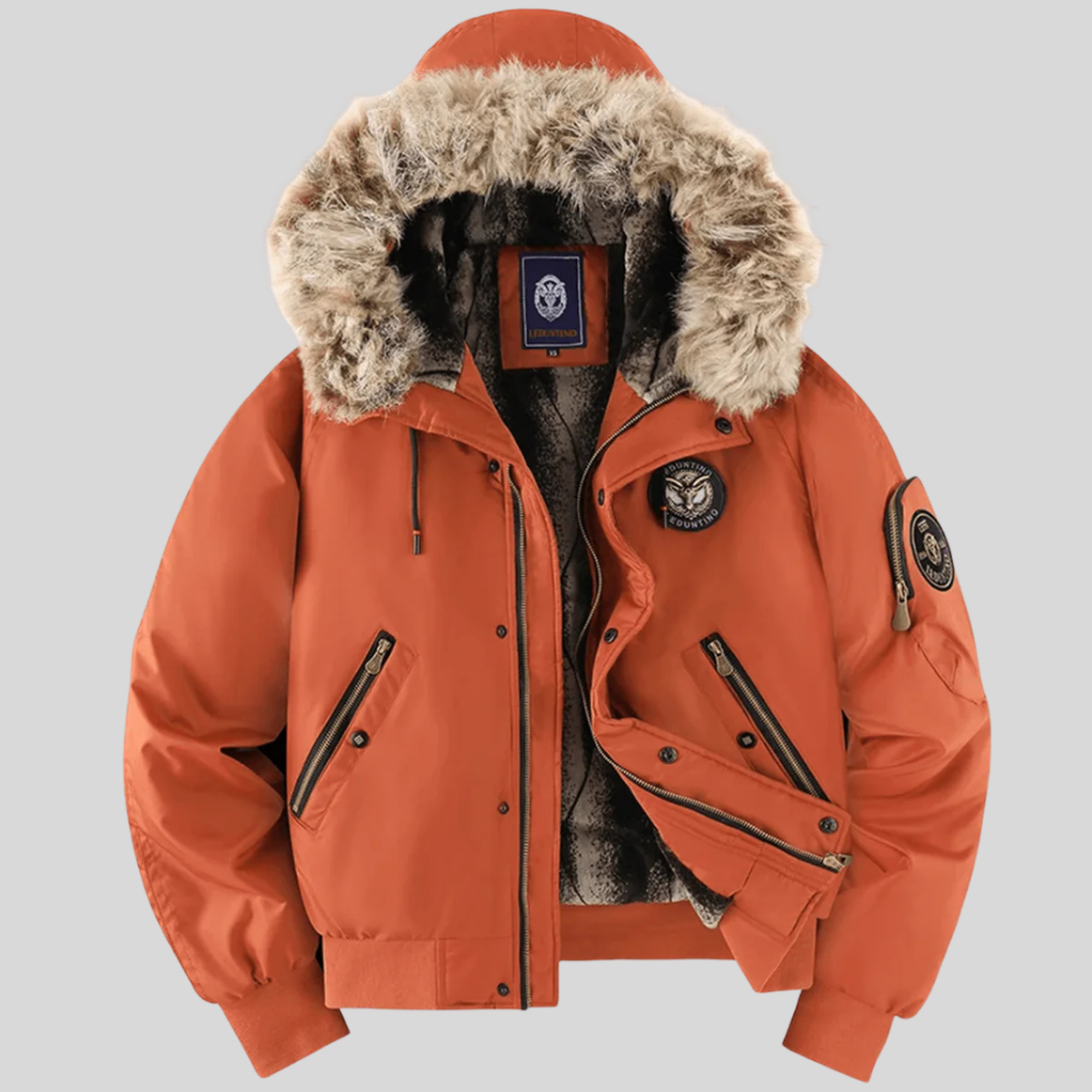 Womens Padded Bomber Jacket Faux Fur Hooded Style
