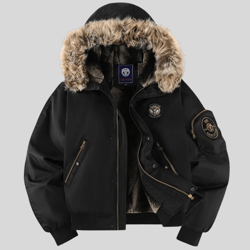Womens Padded Bomber Jacket Faux Fur Hooded Style